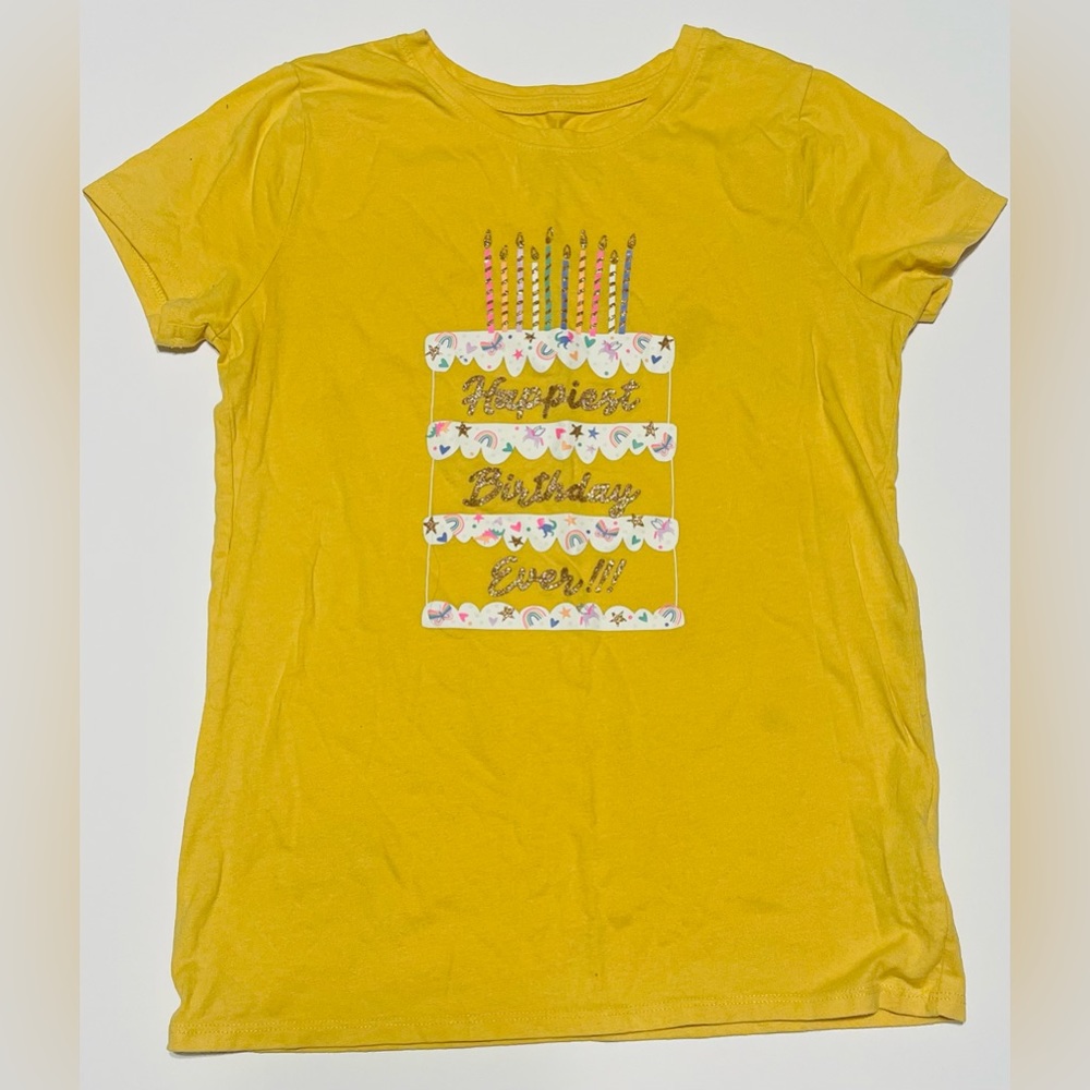 Cat and Jack Yellow (Happiest Birthday Ever) shirt Youth Large